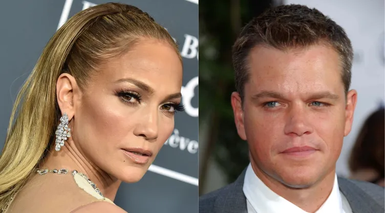 A la izquierda, la cantante Jennifer López. A la derecha, el actor Matt Damon.