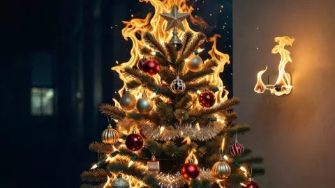Incendio Árbol de Navidad Emiliano Zapata