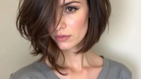 El bob asimétrico es uno de los mejores cortes para disimular las caras redondas