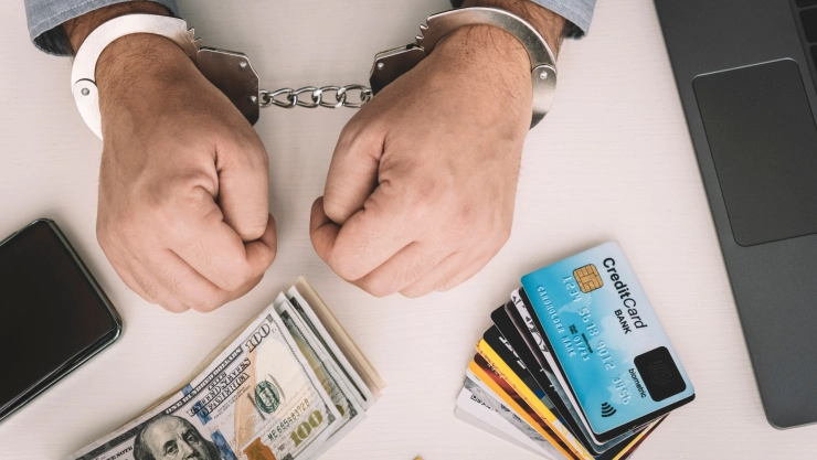 un hombre estafador detenido junto con dólares y tarjetas de crédito