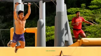 Pato Araujo y Koke Guerrero en las tirolesas Exatlón México.