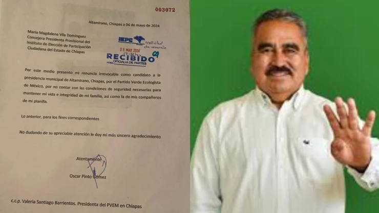 Renuncia Oscar Pintos a candidatura alcaldia Altamirano Chiapas