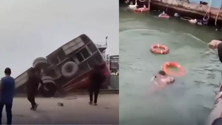¡TRAGEDIA! Autobús de pasajeros cae al río y se hunde; hay niños entre los muertos (+VIDEO)