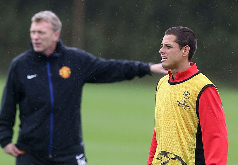 Moyes y Chicharito Hernández