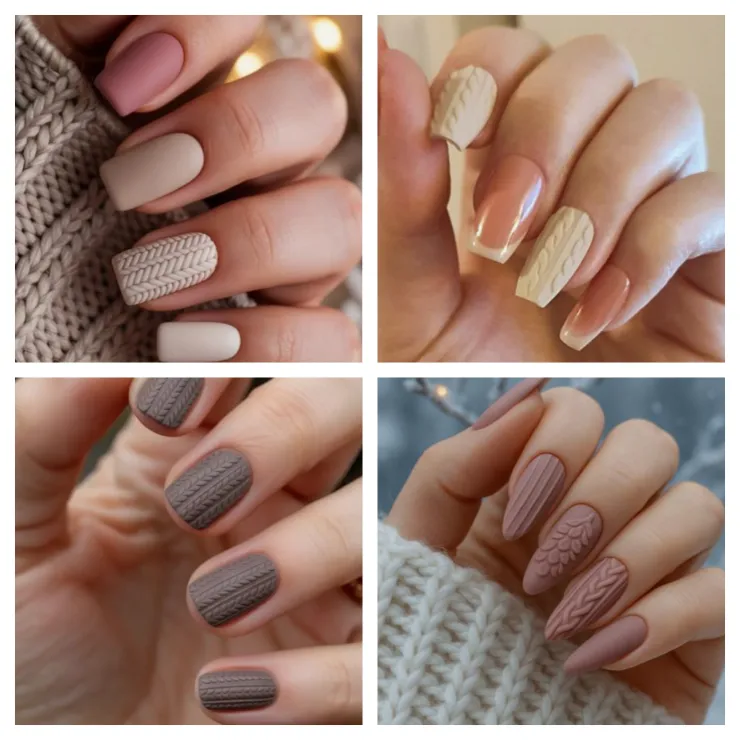 diseños de uñas efecto suéter