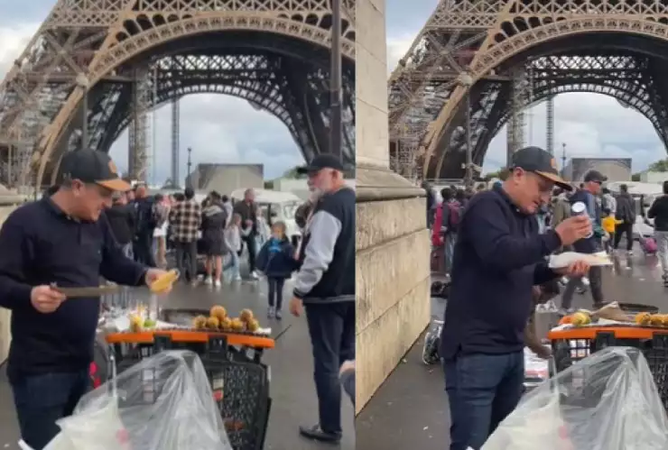 ¡Oh lá lá! Joven vende elotes en la Torre Eiffel, viraliza en TikTok