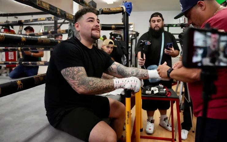 Andy Ruiz en entrenamiento para pelea ante Luis Ortiz