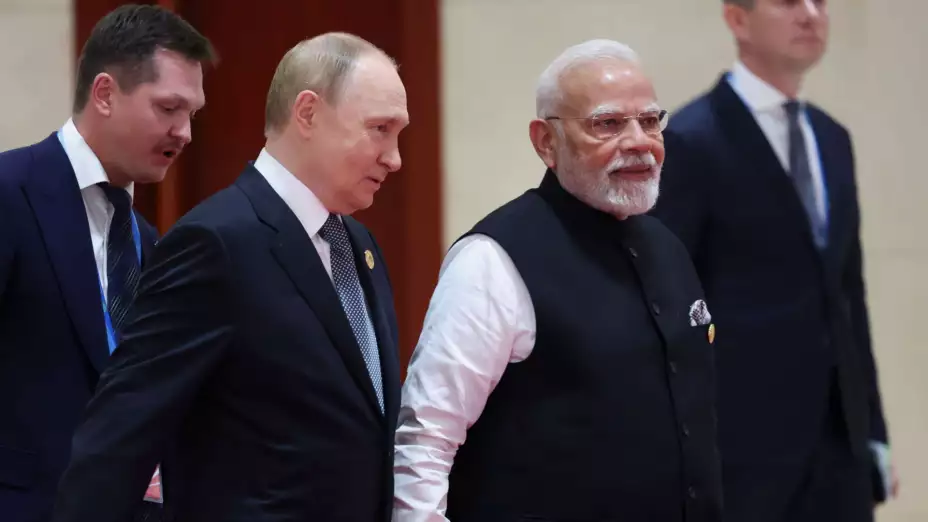 Vladímir Putin y Narendra Modi en una reunión en China.