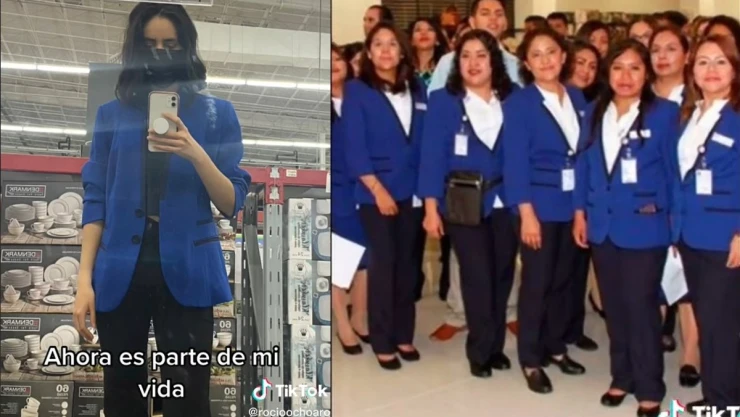 Mujer compra saco sin saber que era uniforme de tienda.