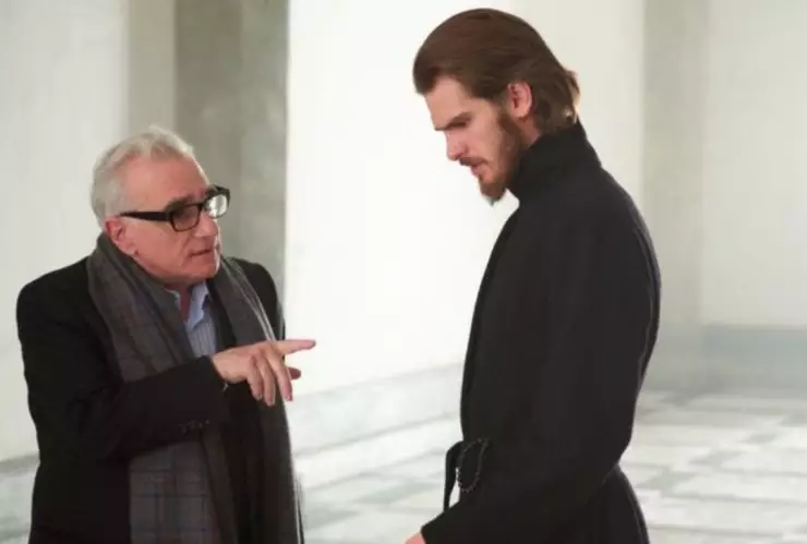 Andrew Garfield y Martin Scorsese en la grabación de “Silencio”