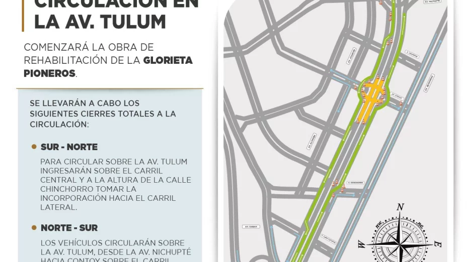 ¡Toma precaución! Hay nuevos cambios en la circulación de la avenida Tulum