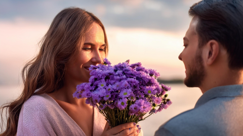 Regalar flores moradas 9 de octubre