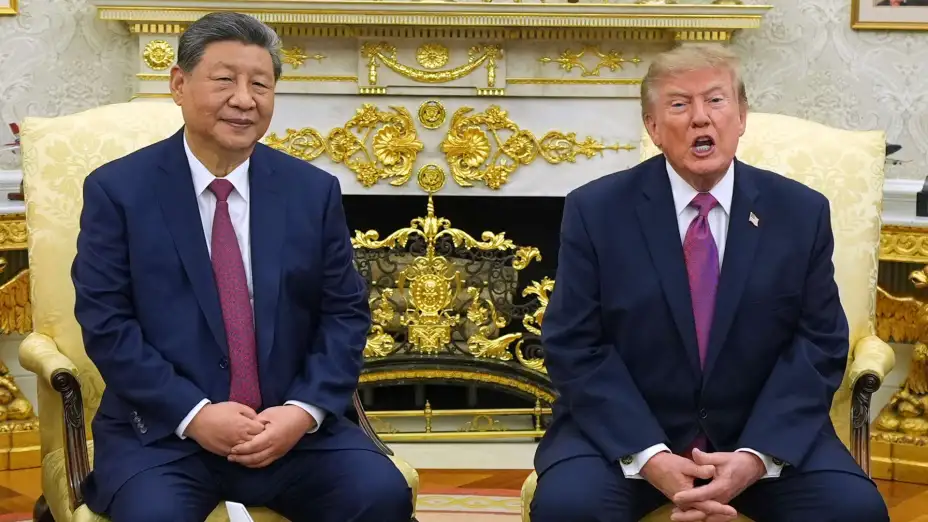 Los presidentes de China, Xi Jinping, y de EU, Donald Trump en el Despacho Oval de la Casa Blanca.