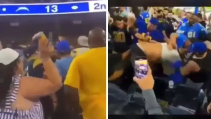 Video Mujer echa cerveza y ocasiona pelea en partido de la NFL