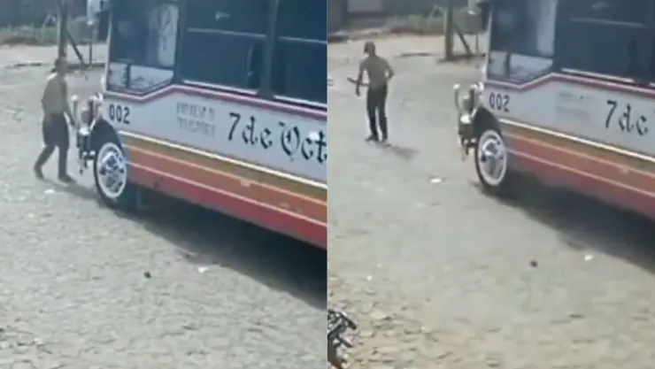 VIDEO Hombre amenaza a conductor de un camión en Paraguay; sacó un machete y fue detenido