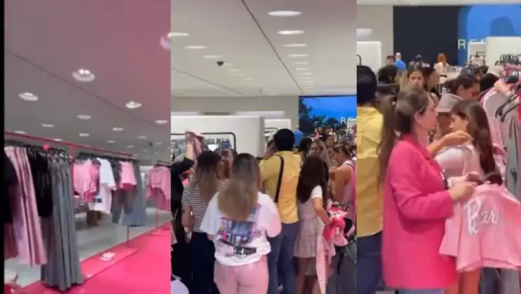 Video_ Mujeres pelean por ropa de la colección de Barbie en tienda