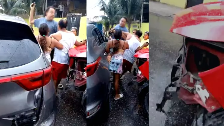 ¡Caos matutino! Amanece cancún con choque y riña en la avenida Puerto Juárez