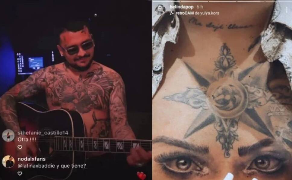 Christian Nodal revela el tatuaje que tapa los ojos de Belinda