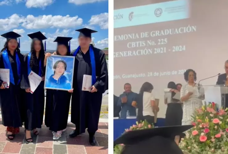 Mamá de Luis Hassiel, joven fallecido en accidente de Ibarrilla, en León, recibe diploma de preparatoria de su hijo