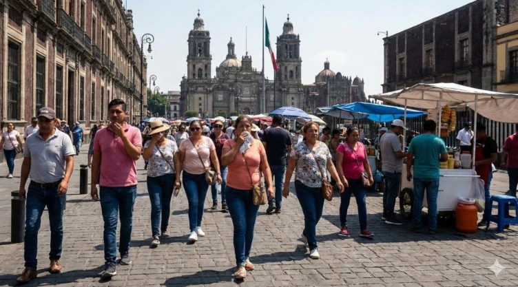 Personas caminando en el Centro Histórico de la CDMX.