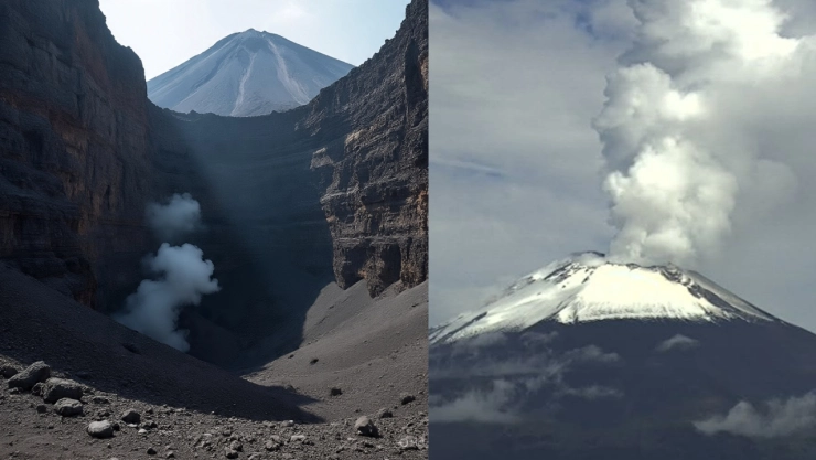 interior del Volcán Popocatépetl con IA