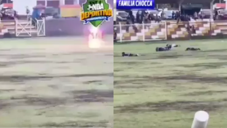 Cae rayo en cancha de fútbol y provoca caos entre los jugadores.jpg