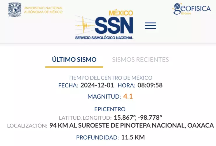 Sismo en Oaxaca hoy