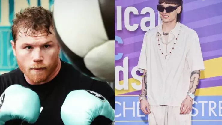 Peso Pluma en la pelea de Canelo Álvarez causa sensación