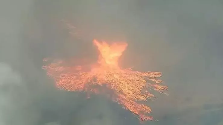 Tornado de fuego se forma en medio de incendios forestales que afectan a California.