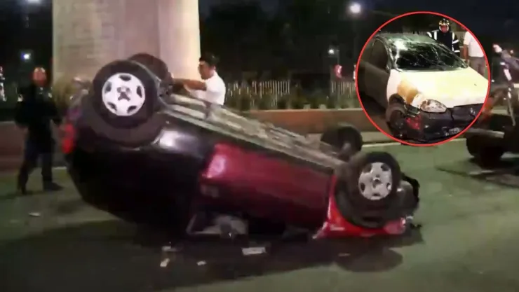 CDMX: Fuerte accidente sobre Periférico Sur deja un auto volteado