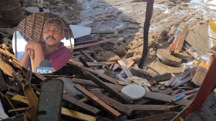 Palapas destruidas en Mazatlán tras oleaje por huracán Priscilla. .jpg