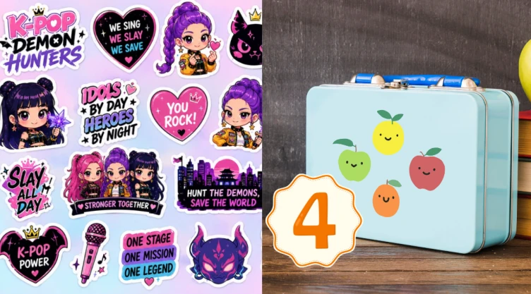 4 plantillas de stickers de las KPop Demon Hunters para decorar la lonchera de tus hijos y personalizar en casa.png