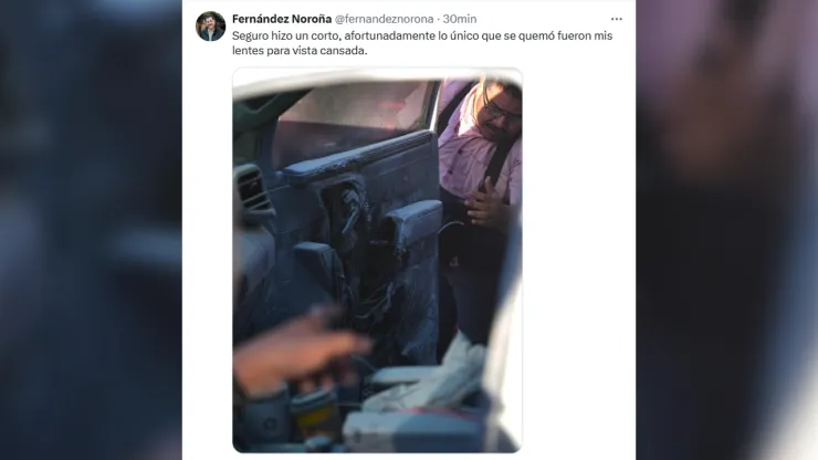 Camioneta donde iba Gerardo Fernández Noroña se incendia hoy.