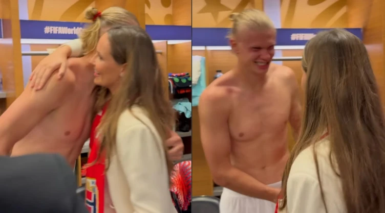Erling Haaland abraza a la princesa Ingrid Alexandra de Noruega