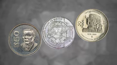 Colección de diez moneda antiguas de 50 pesos te pueda dar hasta 9,000,000; características.jpg