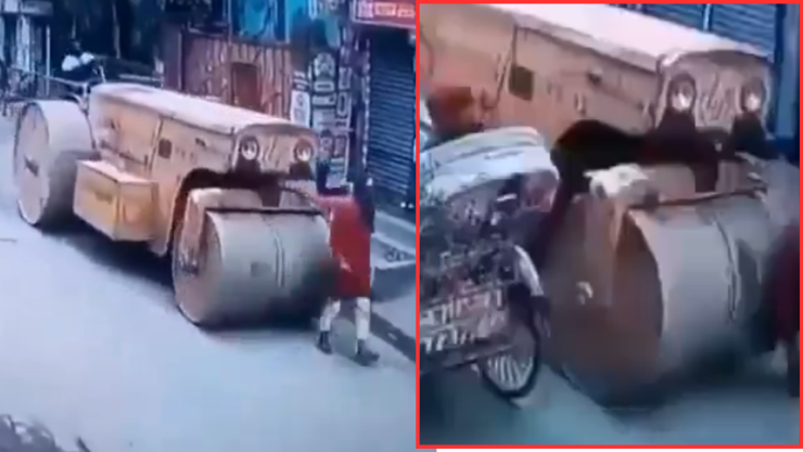 Hombre aplastado por aplanadora