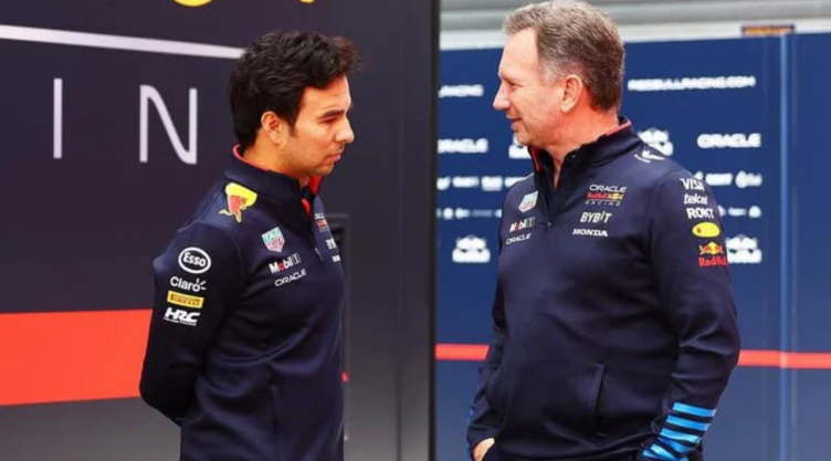 Christian Horner y Checo Pérez