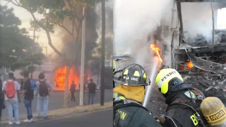 Aparatoso accidente provoca incendio de un camión en avenida Dr. R. Michel