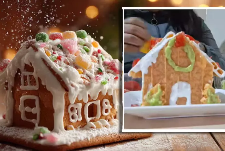 ¡FUSIÓN VIRAL! Crean casitas de jengibre a la mexicana y esta versión lleva chicharro