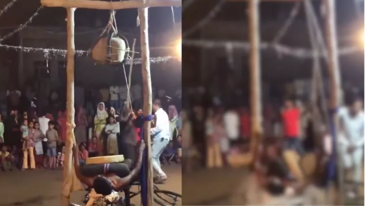 VIDEO | Piedra cae directamente en el pecho de un hombre y lo aplasta durante un intento de truco de magia