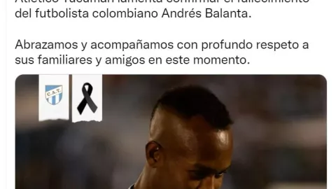 Murió Andrés Balanta, futbolista colombiano de 22 años en pleno entrenamiento