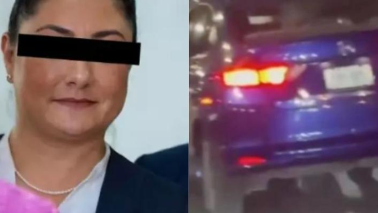 mujer arrastra a repartidor