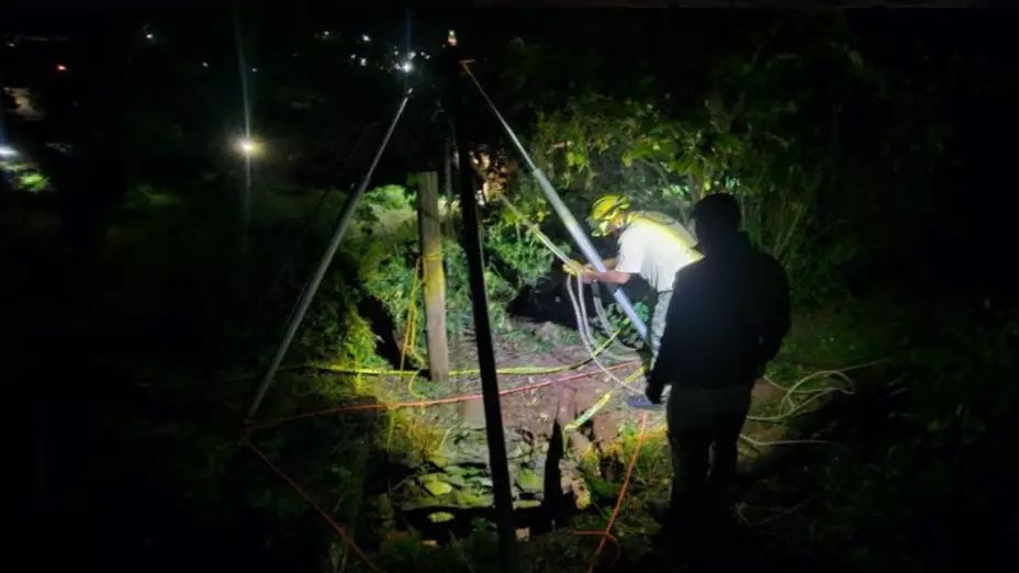 Así fue el rescate de un perro que cayó a un pozo de 14 metros de profundidad en Jalisco