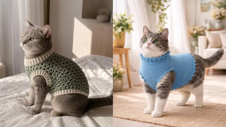 sueteres a crochet para gatos