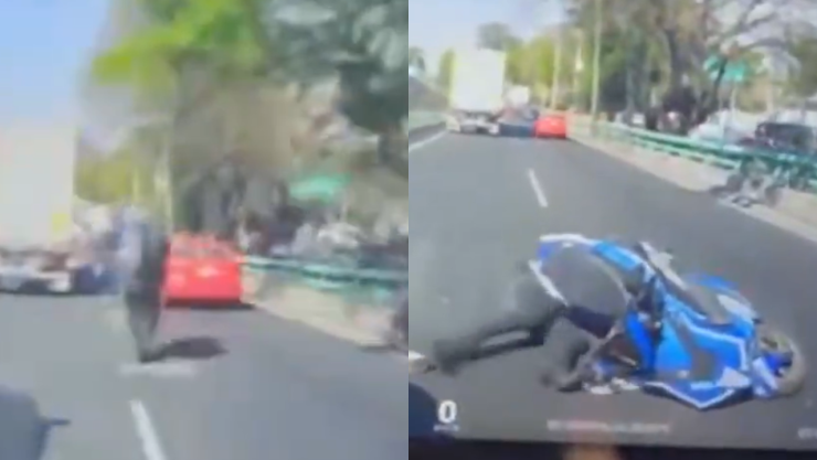 Motociclista sale proyectado por bache en la CDMX