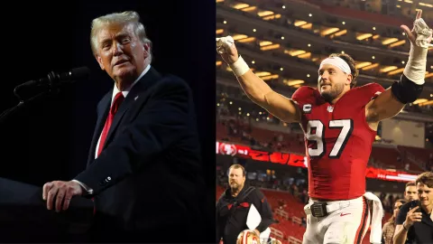 Donald Trump, presidente de EUA y Nick Bosa, jugador de 49ers.