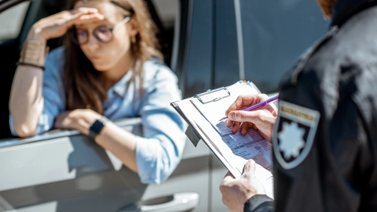 Una mujer es sancionada con su vehículo