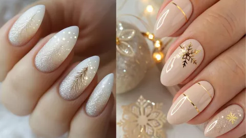 19 ideas de uñas nude con brillos: se ven hermosas en cortas o largas y serás la sensación en Navidad.
