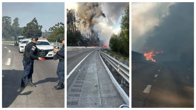 Accidente autopista Puebla- México: Choque múltiple e incendio provoca cierre a la circulación