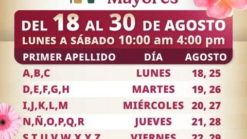 Este es el calendario de registro para la Pensi&oacute;n del Bienestar para Adultos Mayores de agosto 2025
